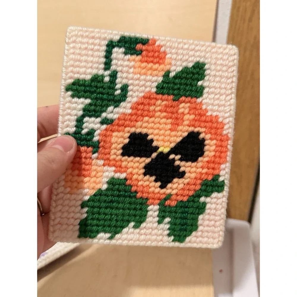 Flower Vintage Coasters (4) Needle Point 4.5x5in